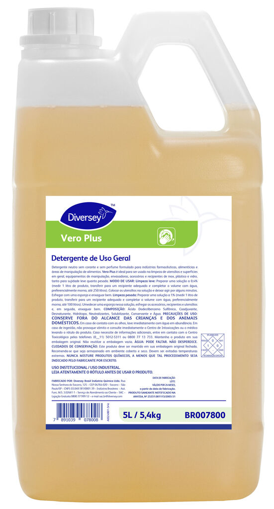 VERO PLUS 4x5L - DETERGENTE DE USO GERAL